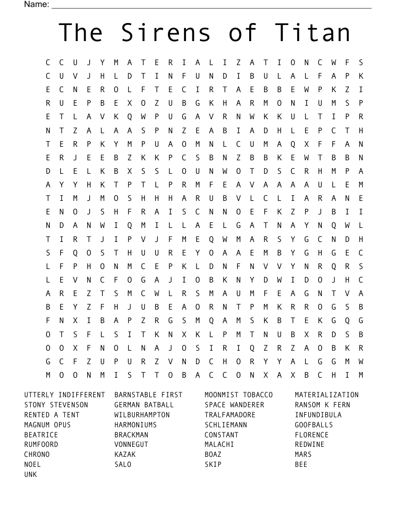 The Sirens of Titan Word Search