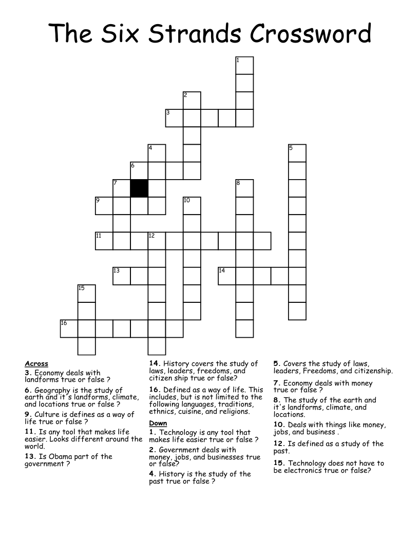 The Six Strands Crossword 