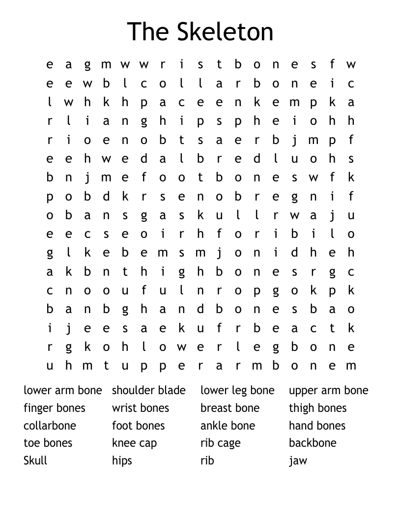 The Skeleton Word Search