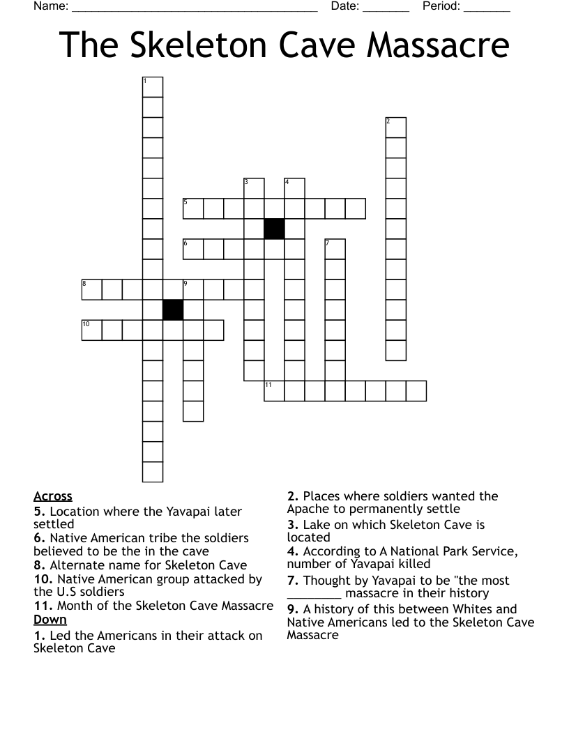 The Skeleton Cave Massacre Crossword