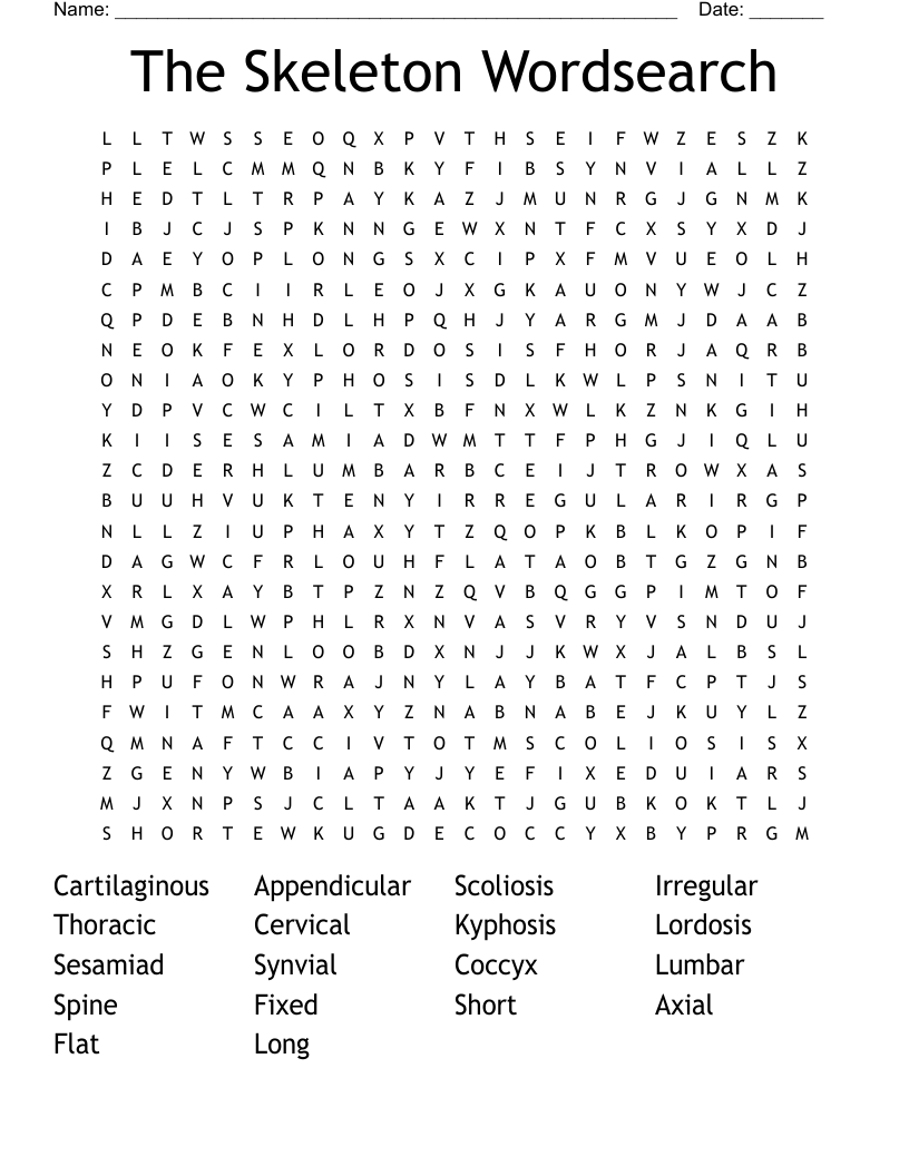 The Skeleton Wordsearch