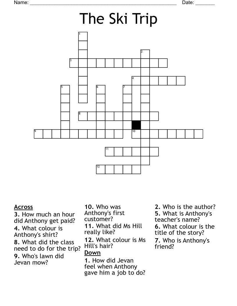 The Ski Trip Crossword