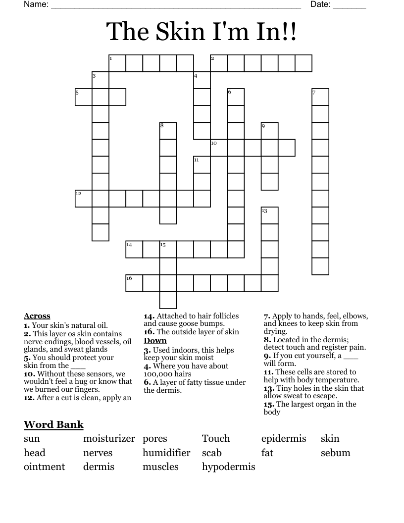 The Skin I'm In!! Crossword