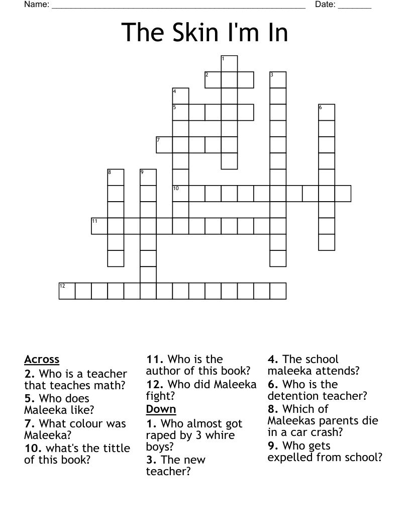 The Skin I'm In Crossword