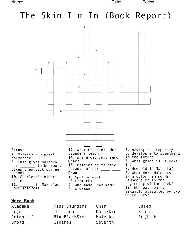 The Skin I'm In (Book Report) Crossword