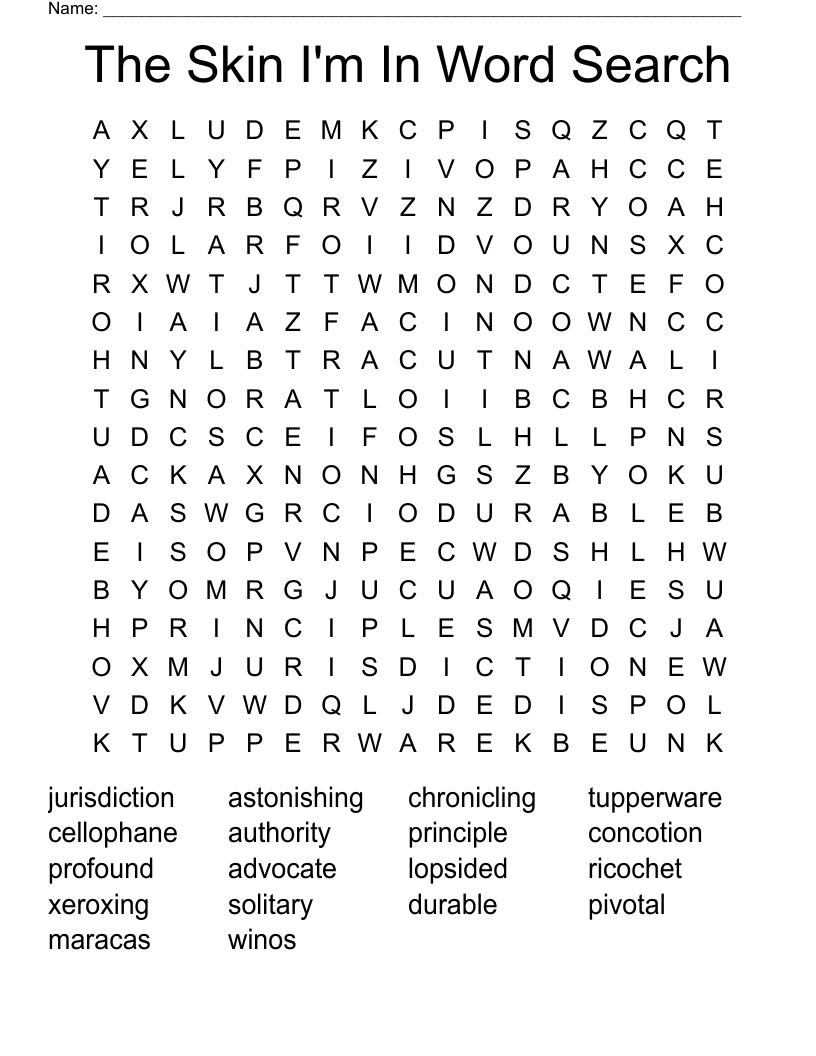 The Skin I'm In Word Search