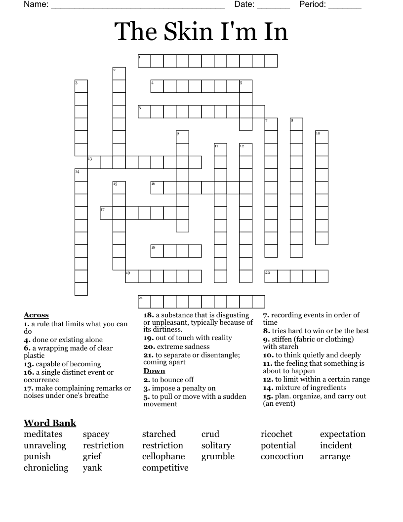 The Skin I'm In  Crossword