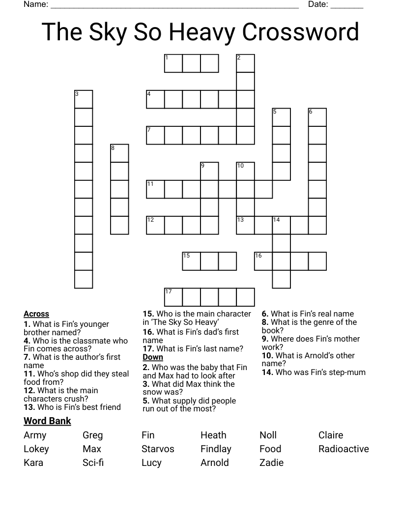 The Sky So Heavy Crossword