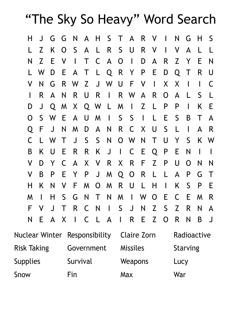 “The Sky So Heavy” Word Search
