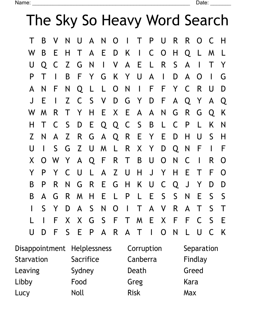 The Sky So Heavy Word Search