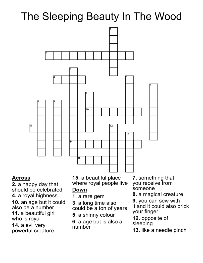 The Sleeping Beauty In The Wood Crossword