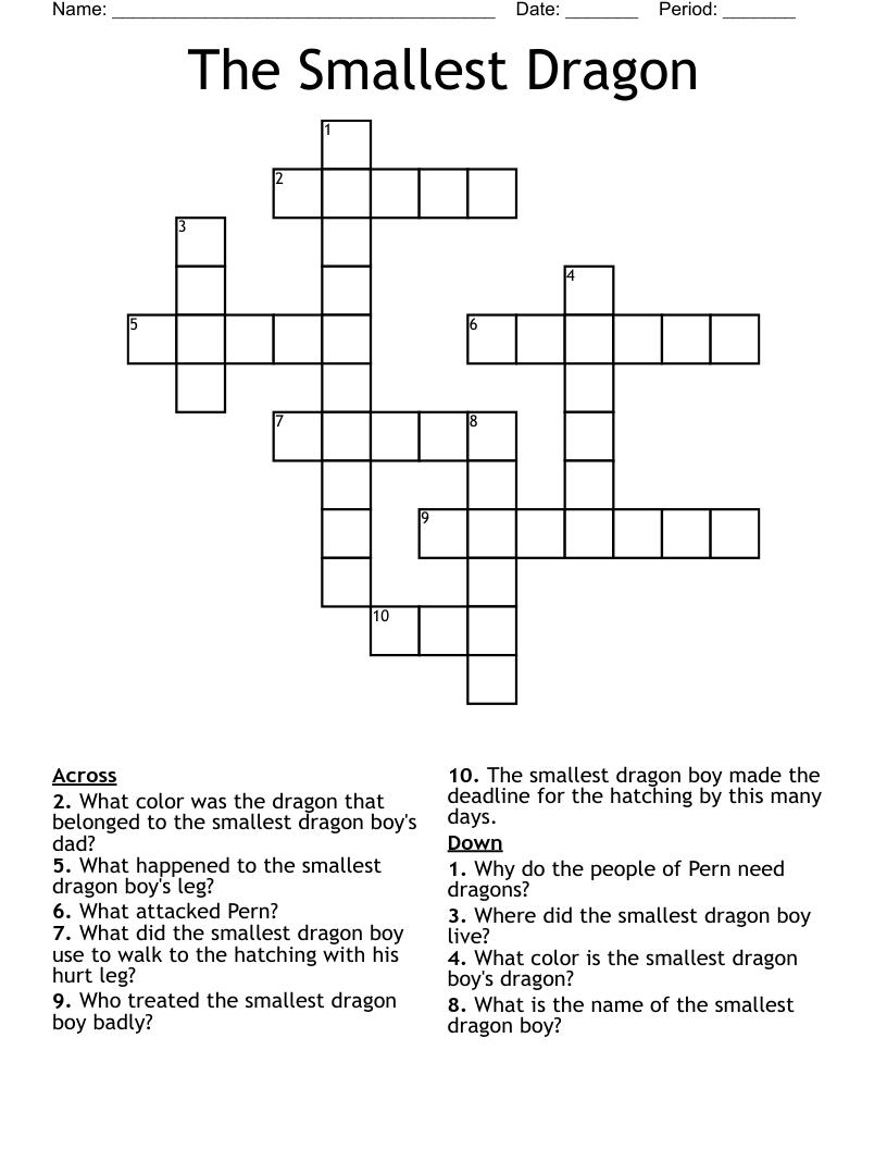The Smallest Dragon Crossword