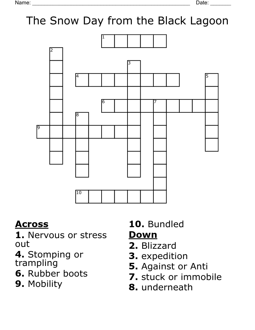 The Snow Day from the Black Lagoon Crossword