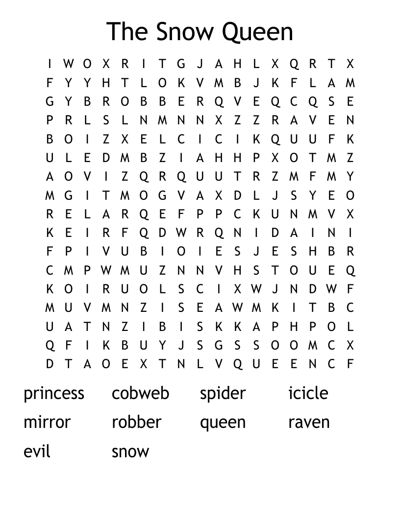 The Snow Queen Word Search