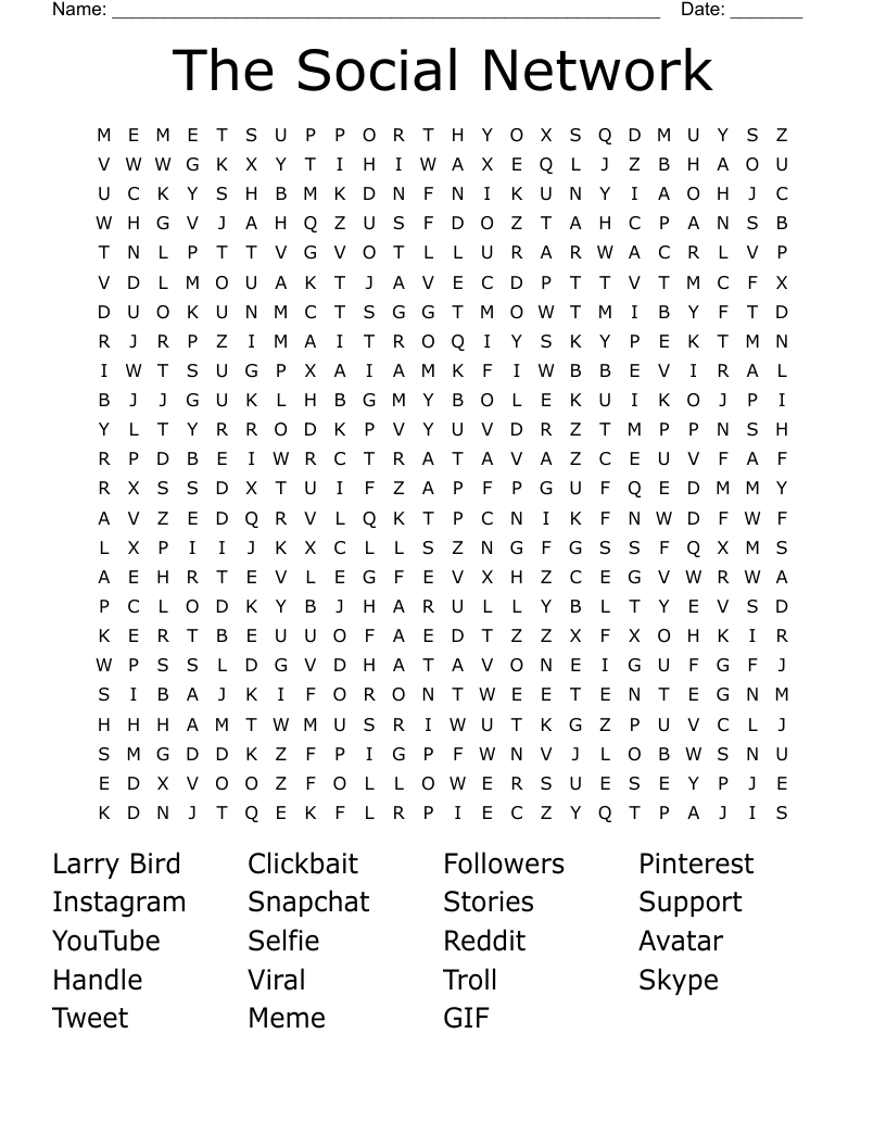 The Social Network Word Search