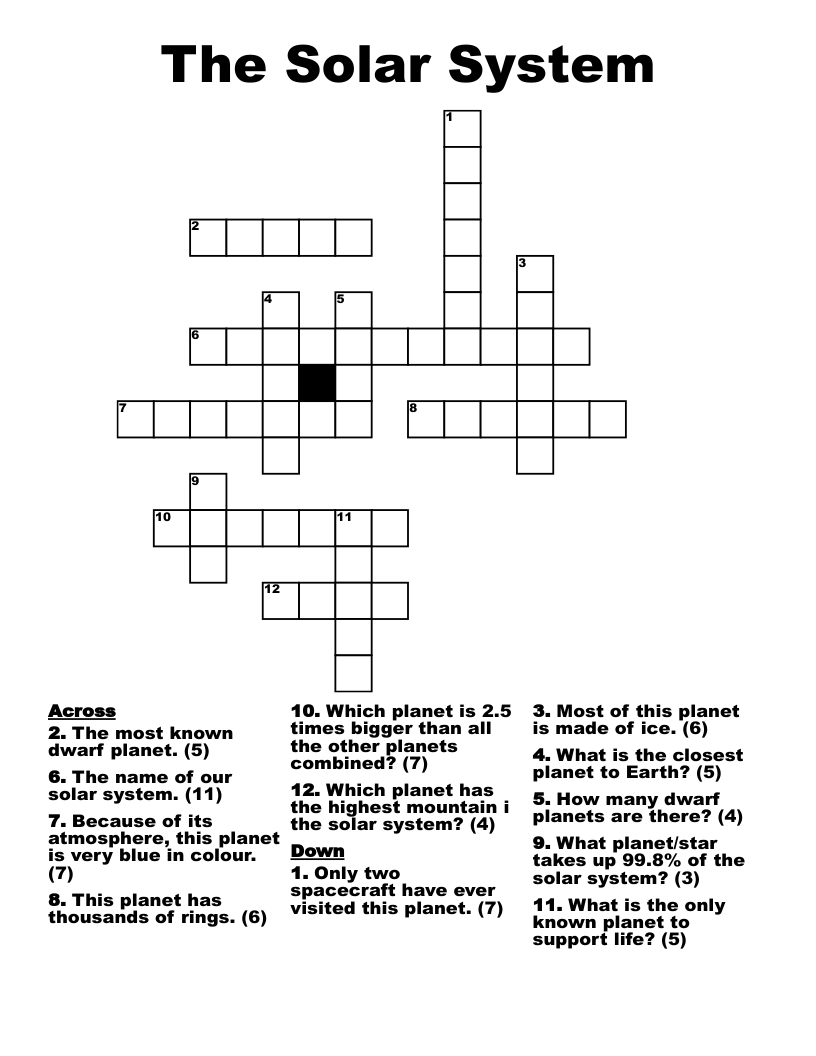 The Solar System Crossword