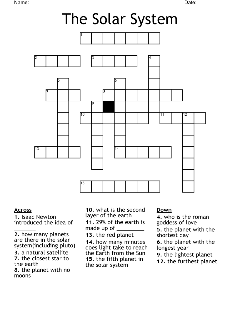 The Solar System Crossword