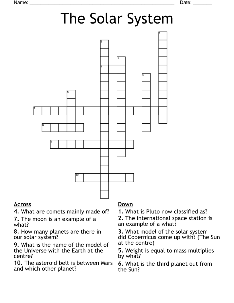 The Solar System Crossword