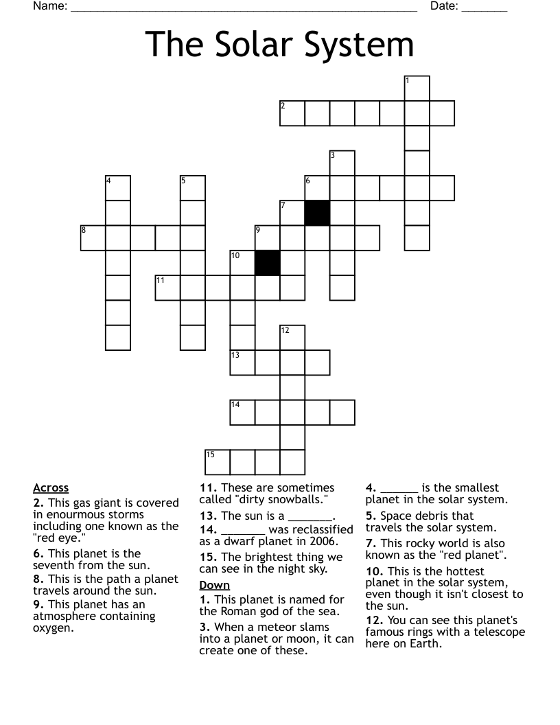 The Solar System Crossword