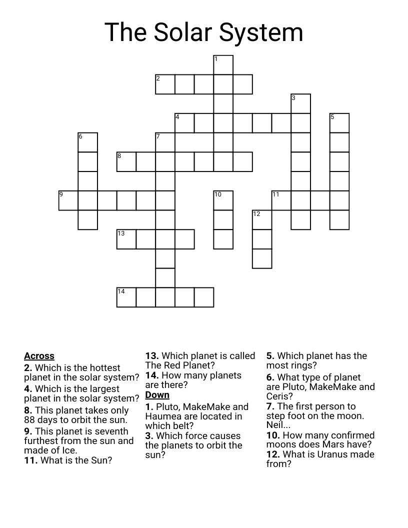 The Solar System Crossword