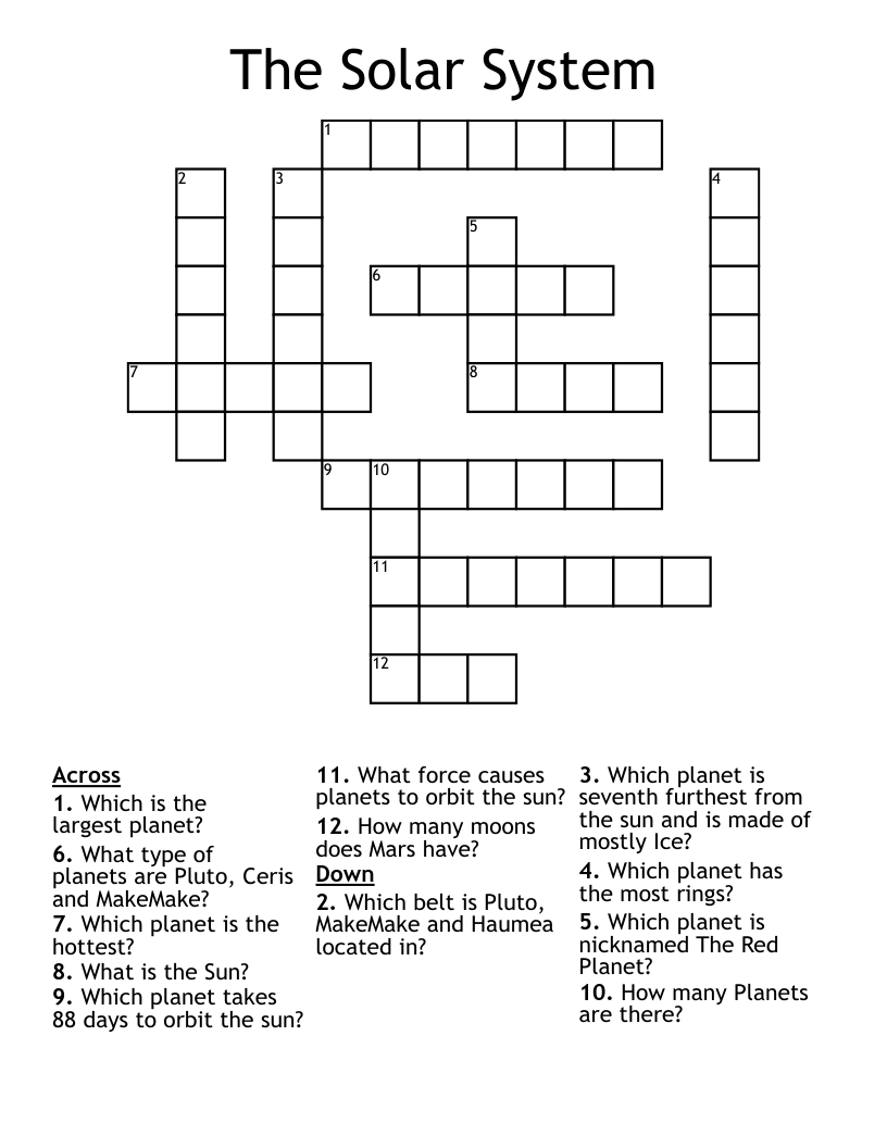 The Solar System Crossword