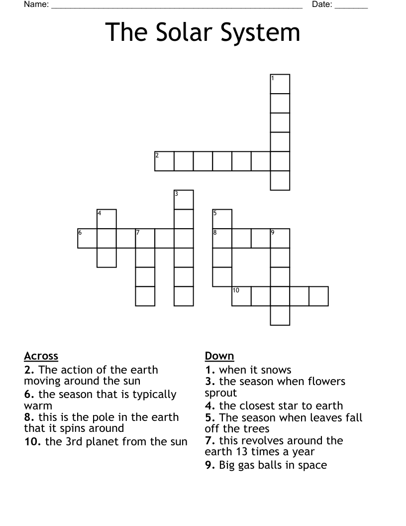 The Solar System Crossword