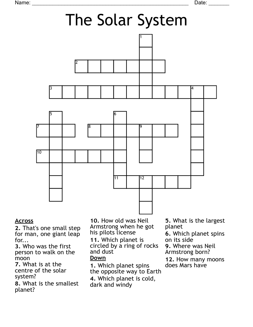 The Solar System Crossword