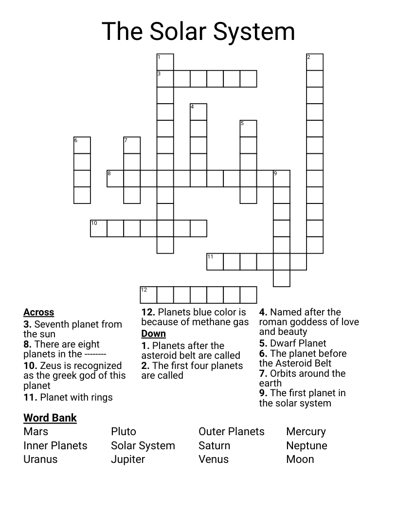 The Solar System Crossword