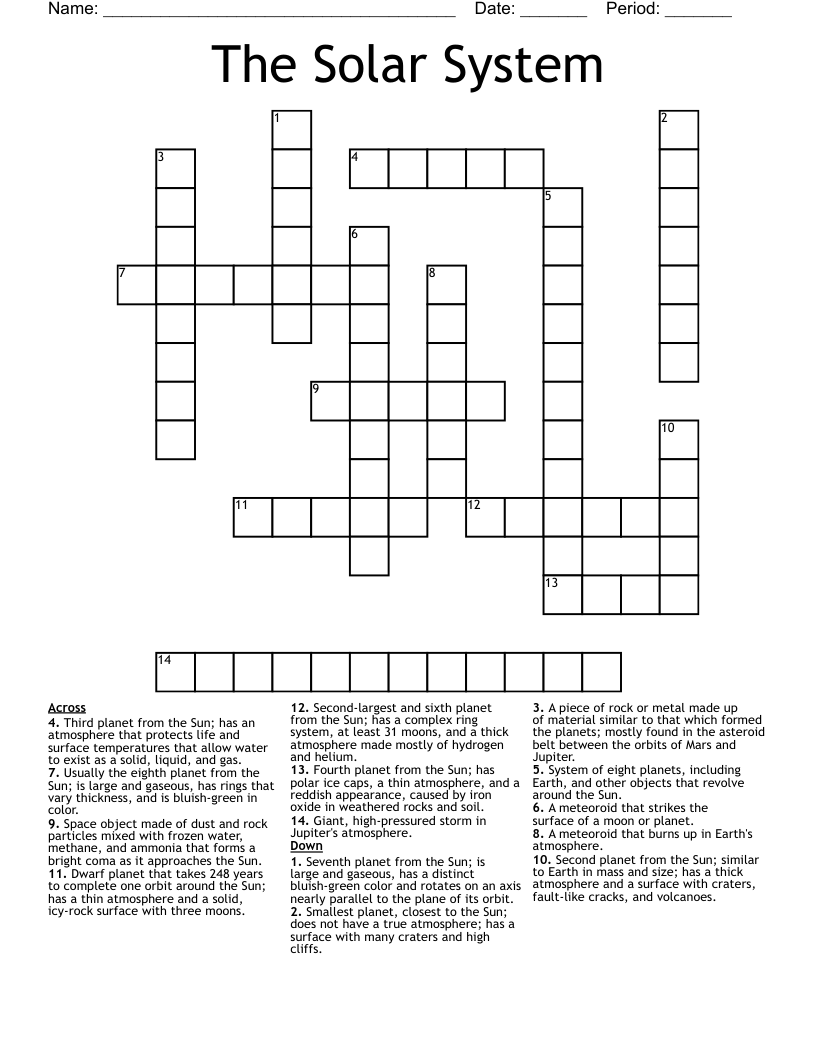 The Solar System Crossword
