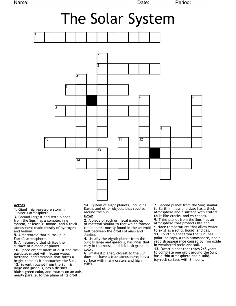 The Solar System Crossword