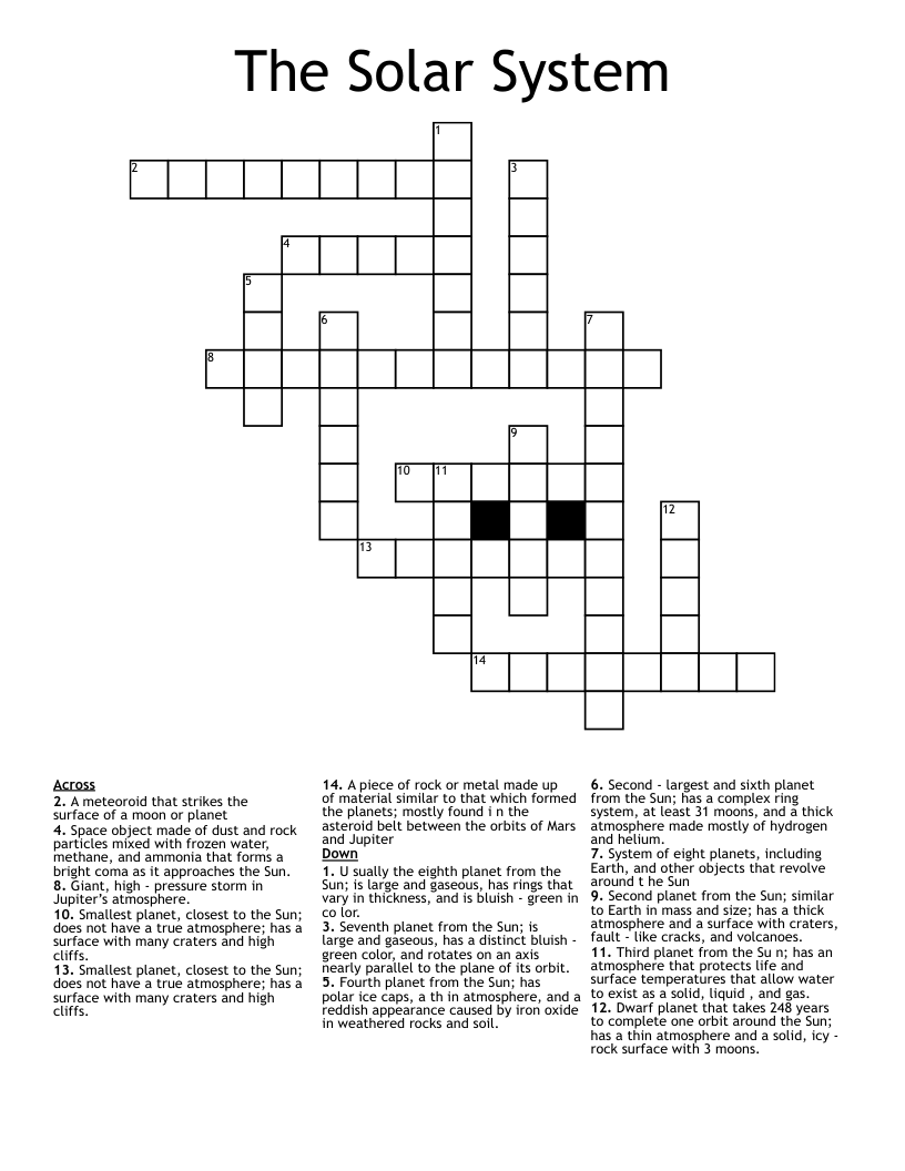 The Solar System Crossword