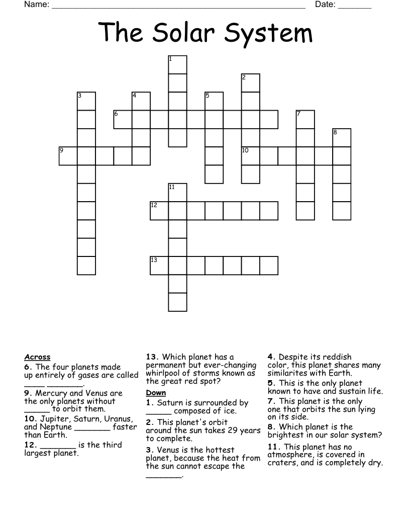 The Solar System Crossword