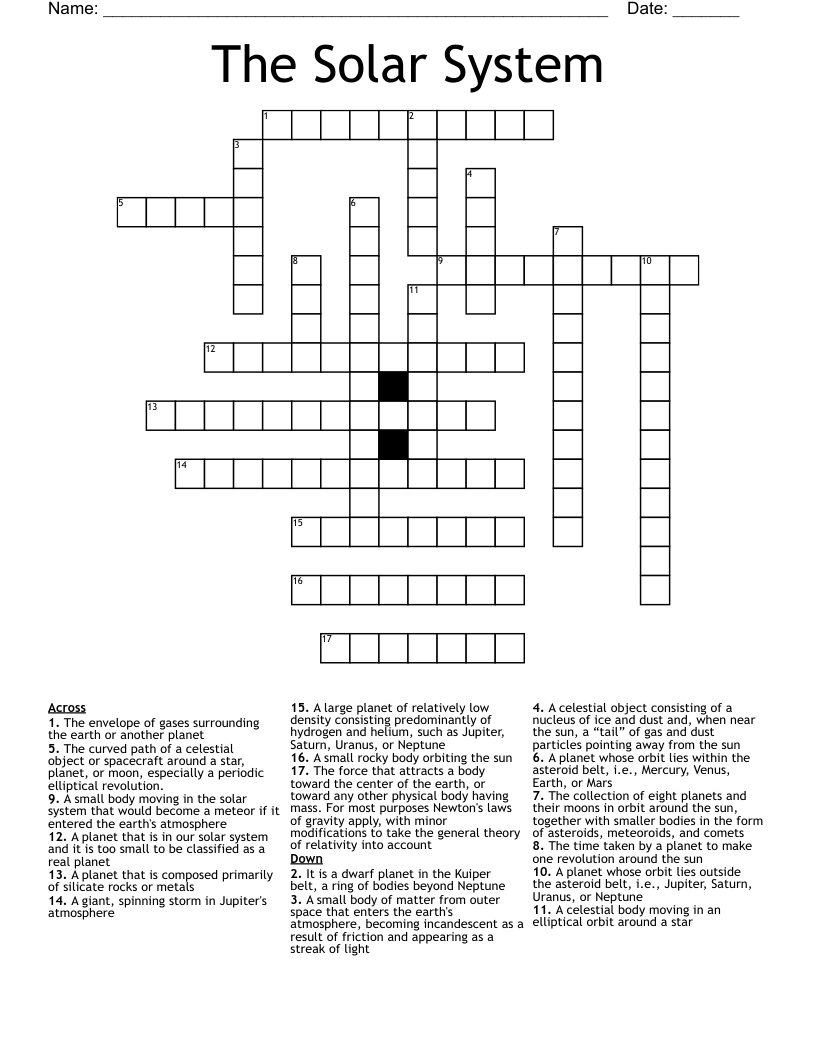 The Solar System Crossword