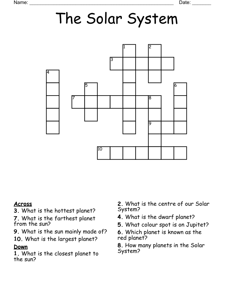 The Solar System Crossword