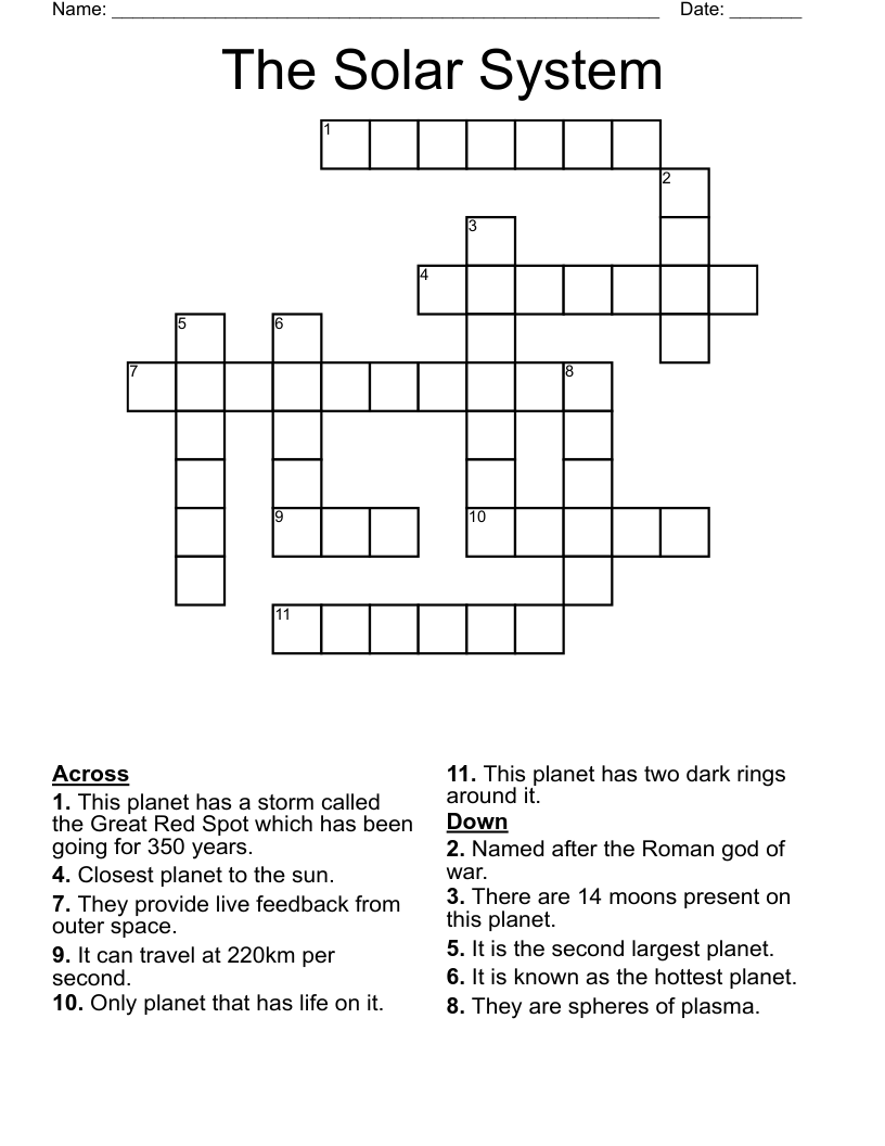 The Solar System Crossword