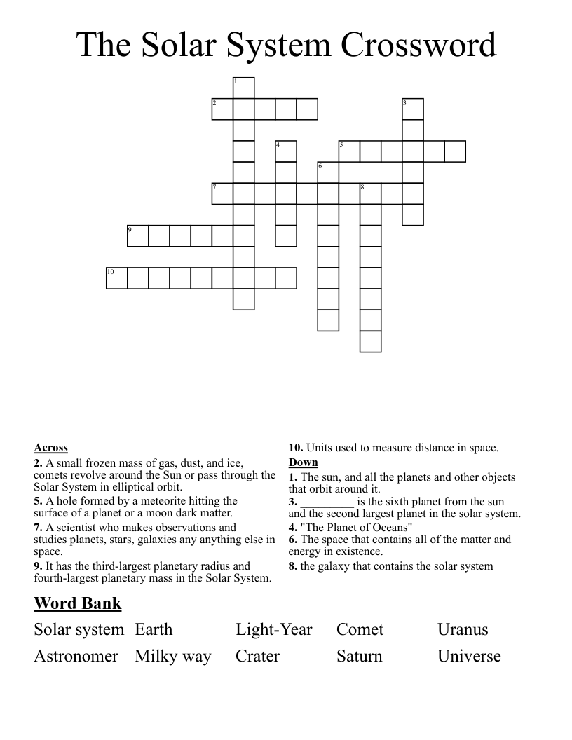 The Solar System Crossword