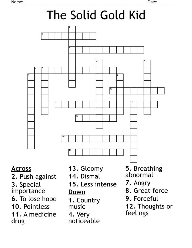 The Solid Gold Kid Crossword