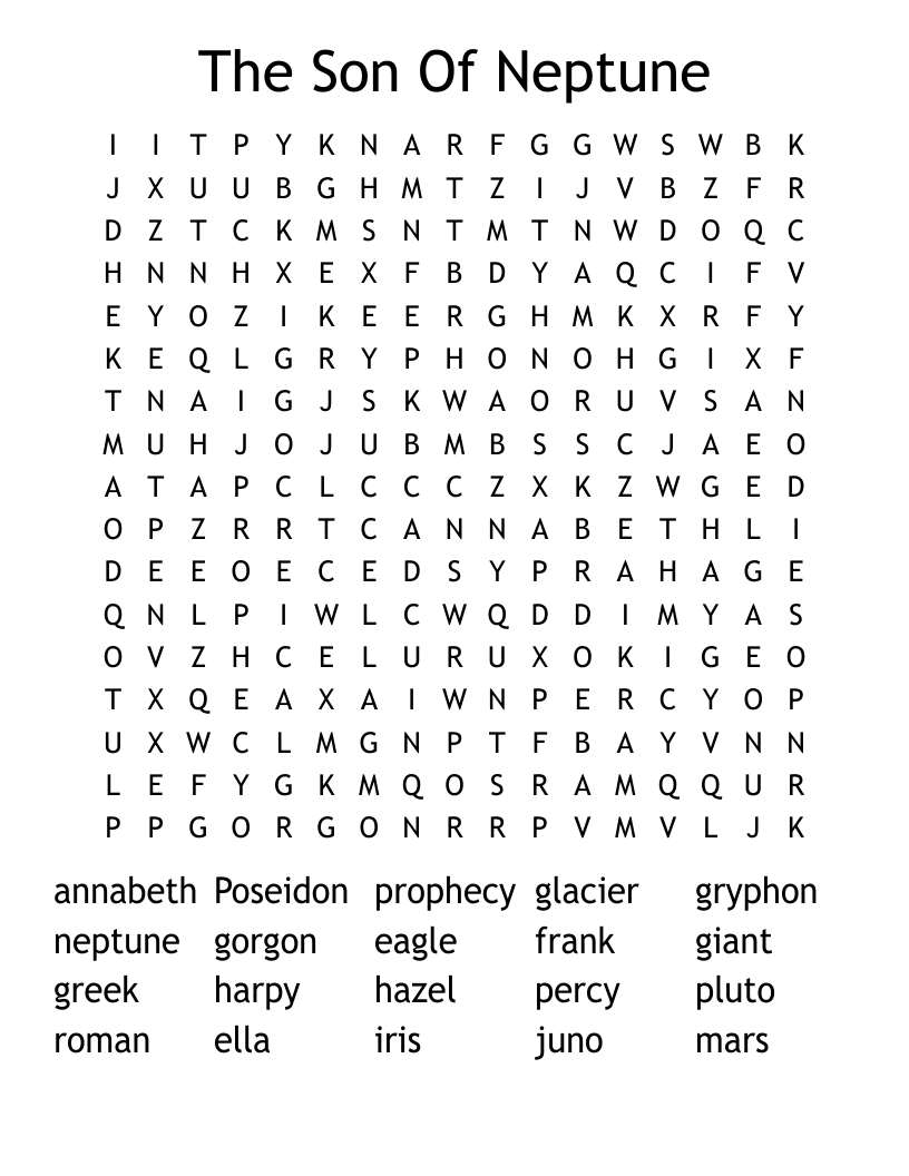The Son Of Neptune Word Search