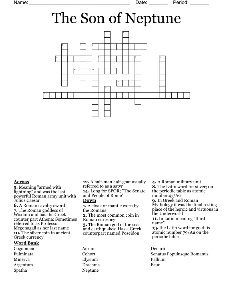 The Son of Neptune Crossword