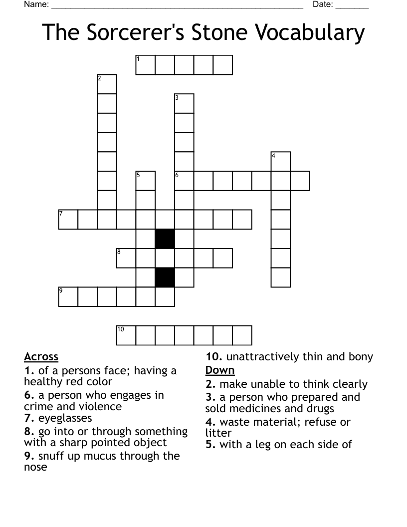 The Sorcerer's Stone Vocabulary Crossword