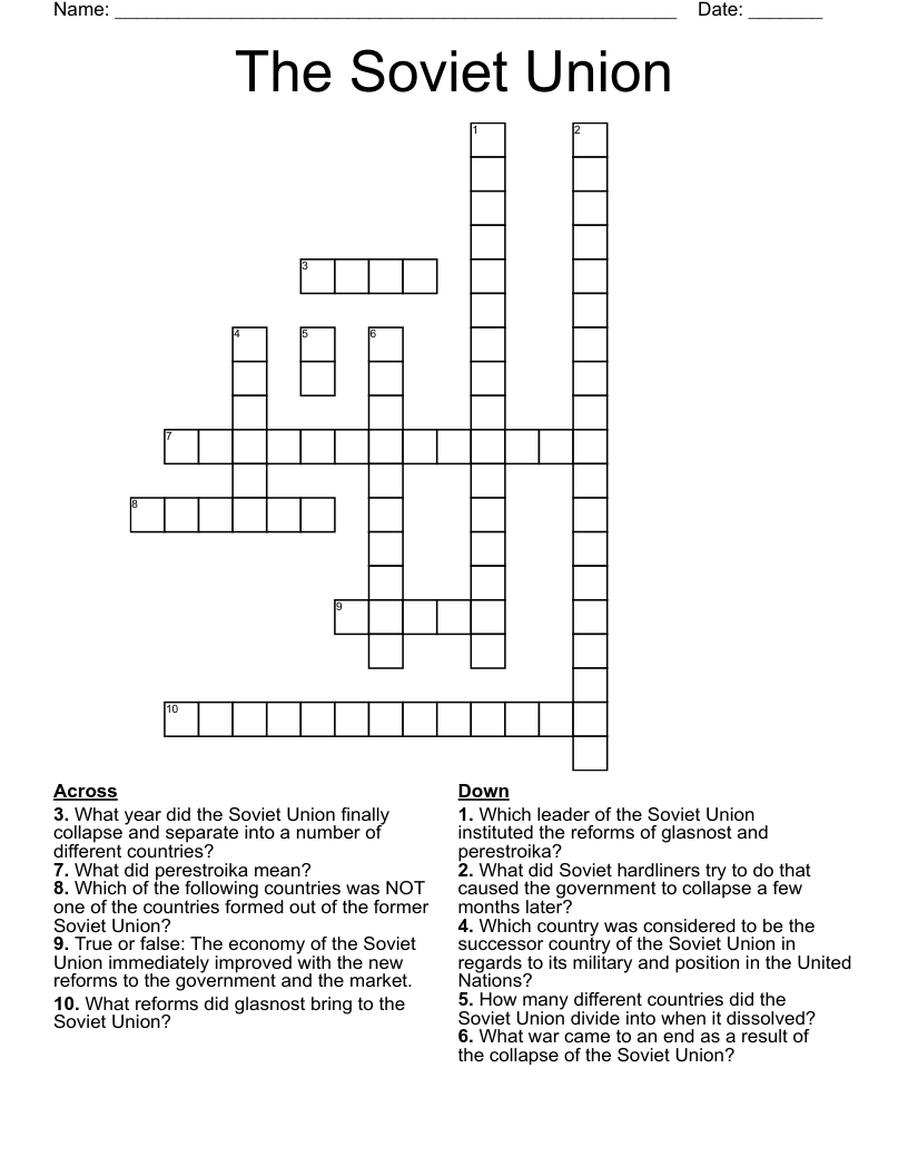 The Soviet Union    Crossword