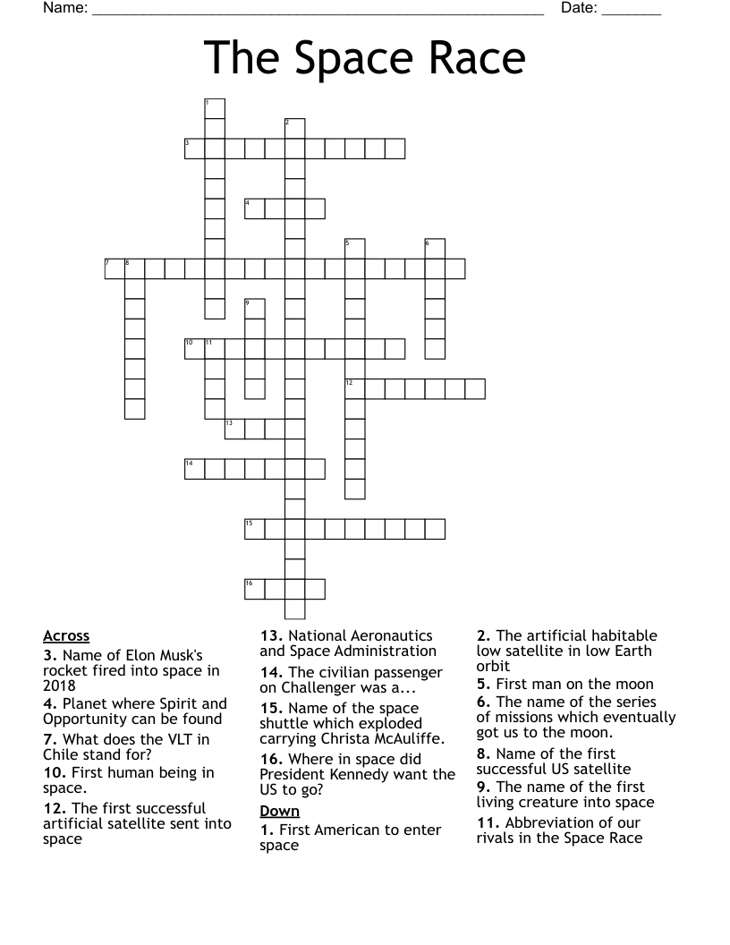 The Space Race Crossword