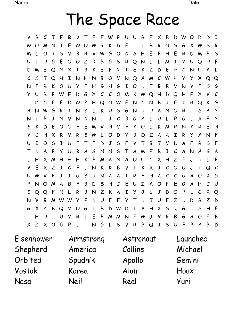 The Space Race Word Search
