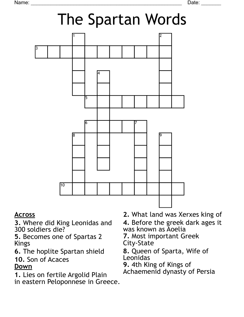 The Spartan Words Crossword