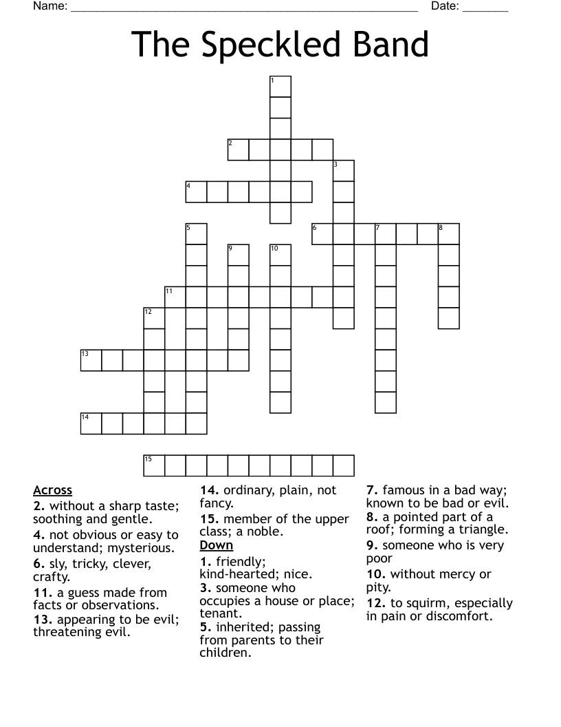 The Speckled Band Crossword