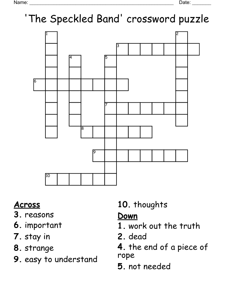 'The Speckled Band' crossword puzzle