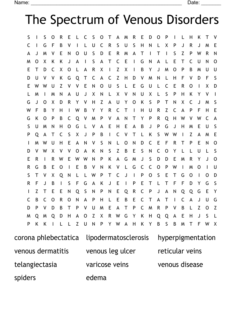 The Spectrum of Venous Disorders Word Search