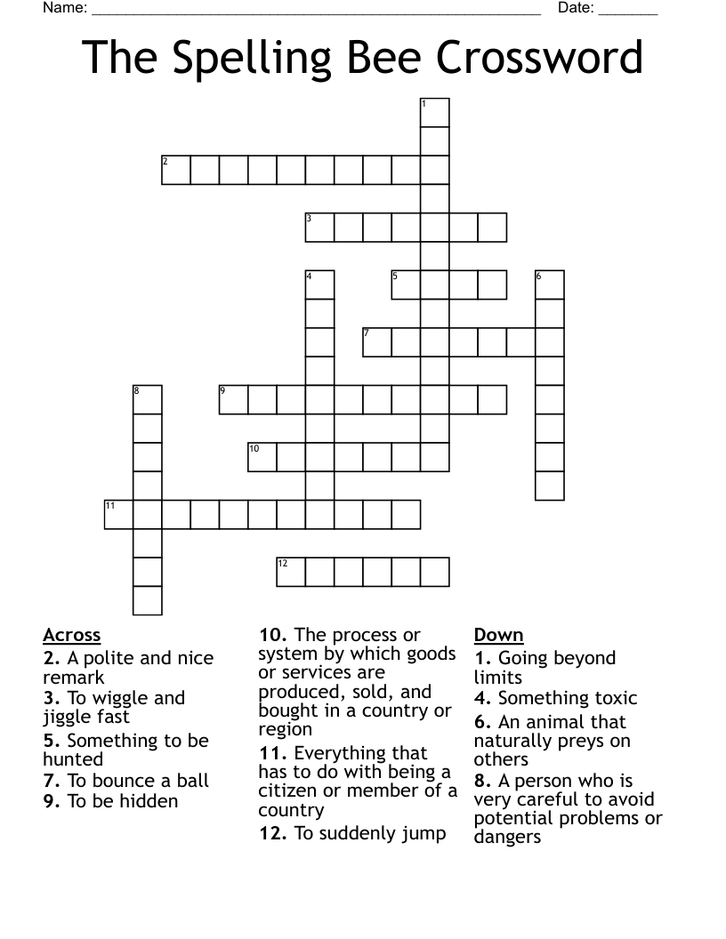 The Spelling Bee Crossword