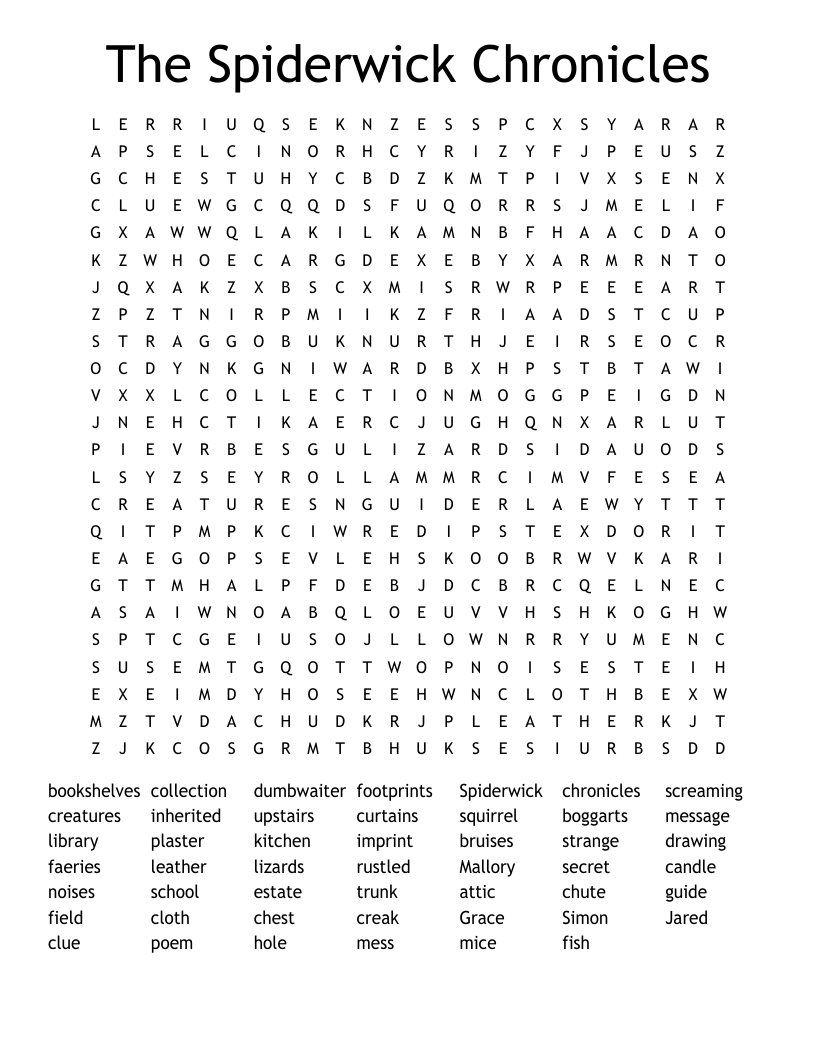 The Spiderwick Chronicles Word Search
