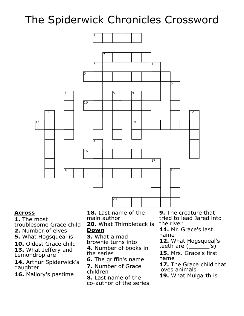 The Spiderwick Chronicles Crossword